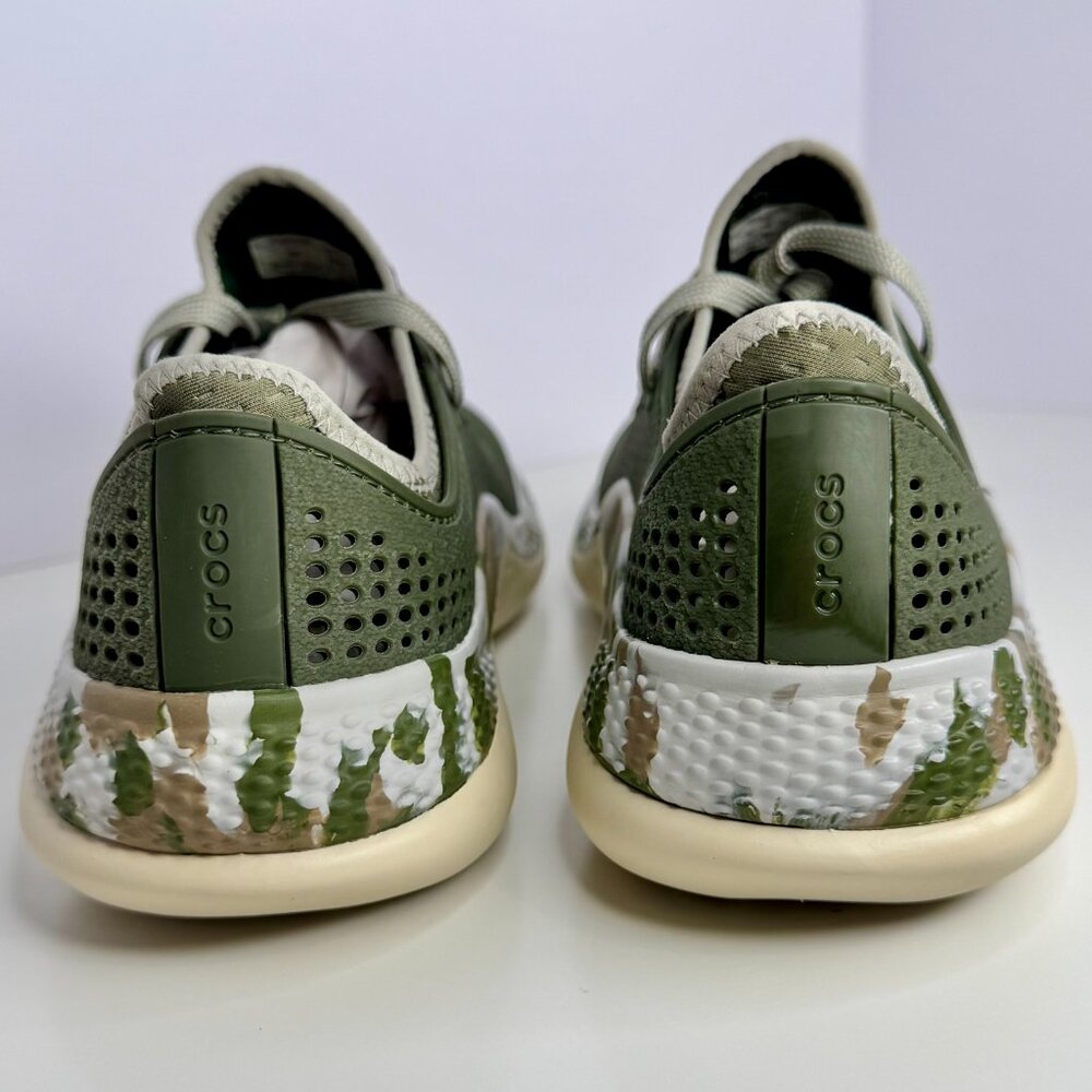 Men's Size 8 CROCS LITERIDE 360 MARBLED PACER SHOES ARMY GREEN-MULTI COLOR - Picture 5 of 8